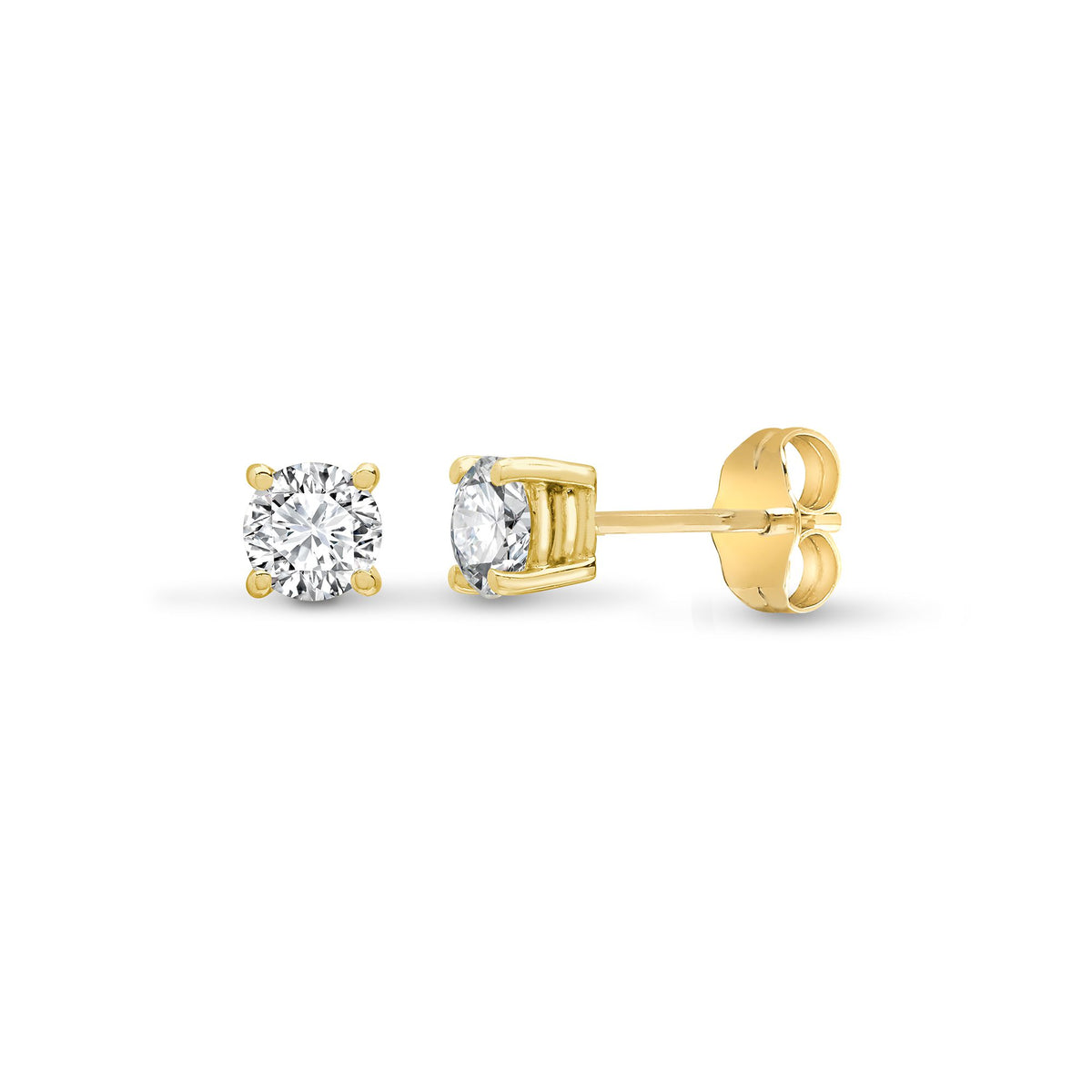 Lab 18ct Yellow Gold 50pts 4 Claw Diamond Solitaire Stud Earrings – Imperial Time