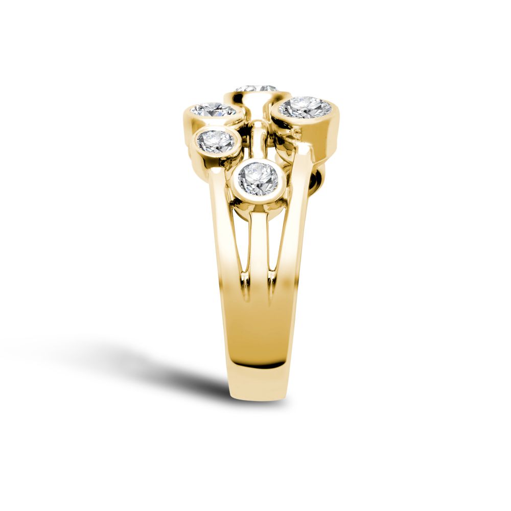 18 Karat Weißgold 1,00 Karat Naturdiamant 3-reihiger Bubble-Ring