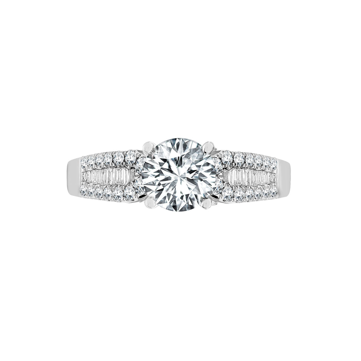 18ct White Gold 42pt Semi Set Natural Diamond Ring Mount. Fits 1.00ct