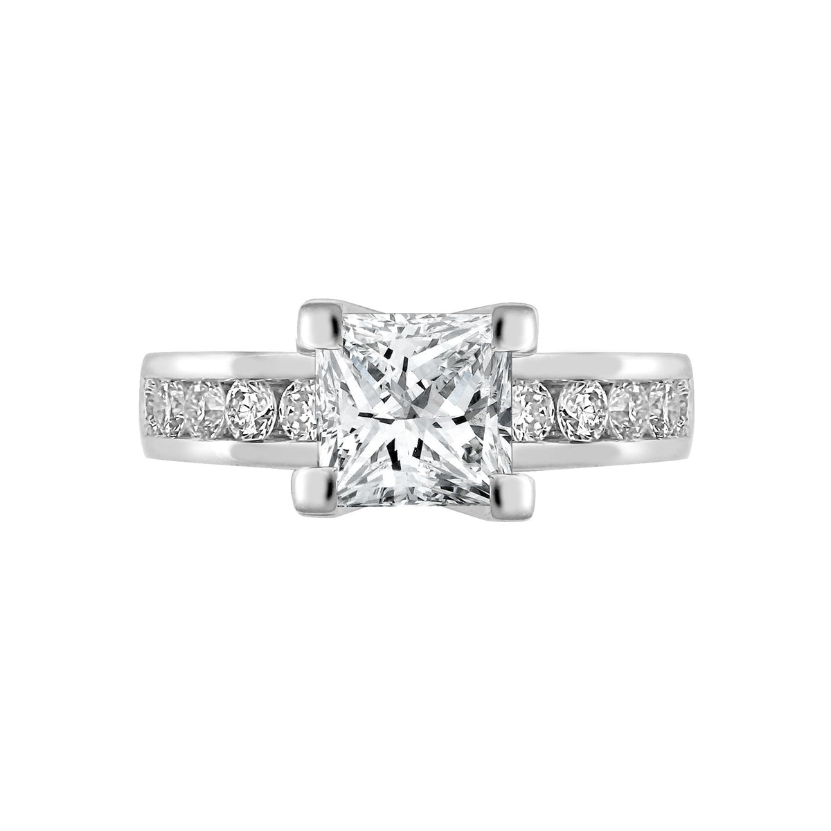 18ct White 0.35ct Natural Diamond Semi Set Ring - Holds 0.75ct