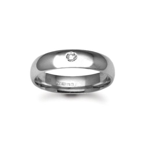 18ct Gold White Natural Diamond Rubover set Wedding Ring – Imperial Time