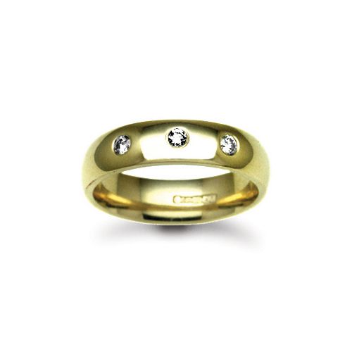18ct Gold Yellow Natural Diamond Rubover set Wedding Ring – Imperial Time