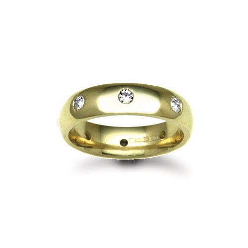 18ct Gold Yellow Natural Diamond Rubover set Wedding Ring – Imperial Time