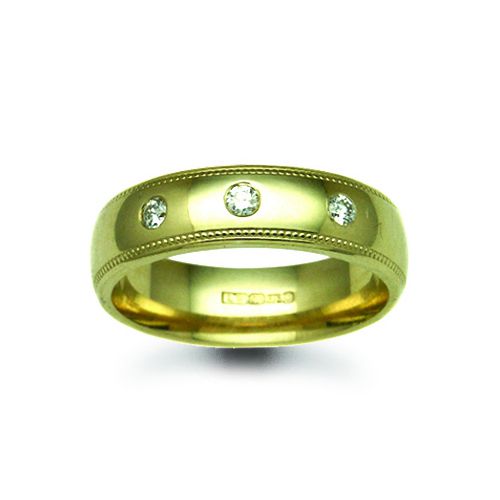 18ct Gold Yellow Natural Diamond Rubover set Wedding Ring – Imperial Time