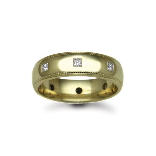 18ct Gold Yellow Natural Diamond Rubover set Wedding Ring – Imperial Time