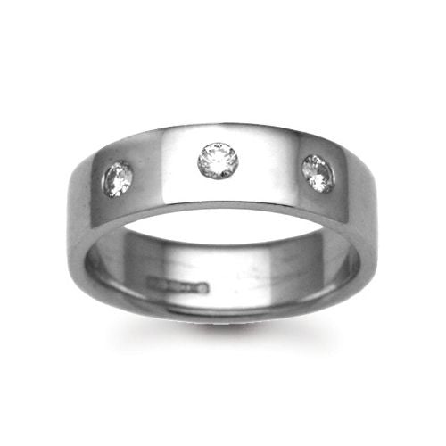 18ct Gold White Natural Diamond Rubover set Wedding Ring – Imperial Time