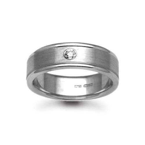 18ct Gold White Natural Diamond Rubover set Wedding Ring – Imperial Time