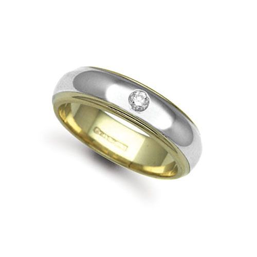 18ct Gold 2 Colour Natural Diamond Rubover set Wedding Ring – Imperial Time