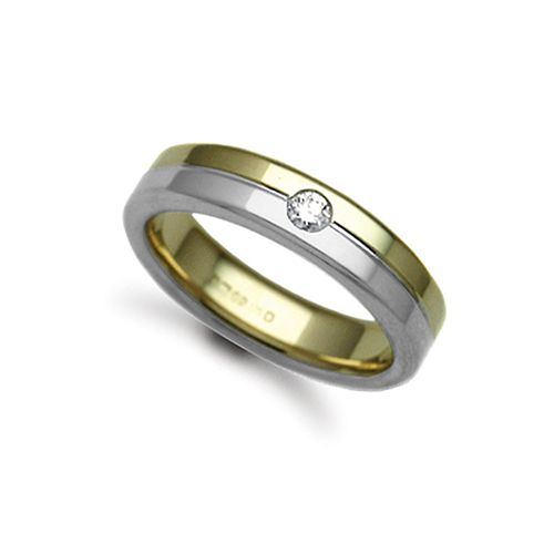 18ct Gold 2 Colour Natural Diamond Rubover set Wedding Ring – Imperial Time