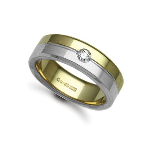 18ct Gold 2 Colour Natural Diamond Rubover set Wedding Ring – Imperial Time