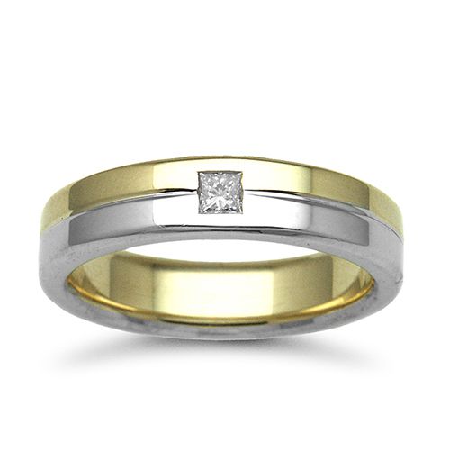 18ct Gold 2 Colour Natural Diamond Rubover set Wedding Ring – Imperial Time