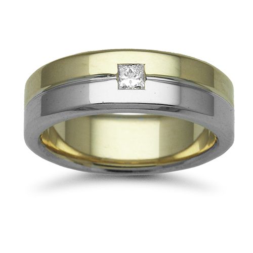 18ct Gold 2 Colour Natural Diamond Rubover set Wedding Ring – Imperial Time