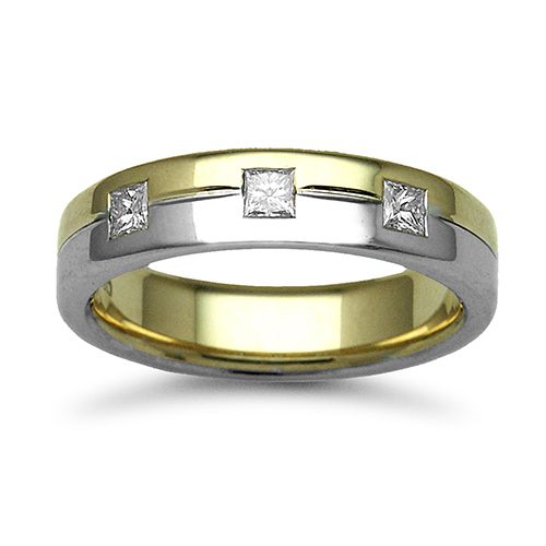 18ct Gold 2 Colour Natural Diamond Rubover set Wedding Ring – Imperial Time