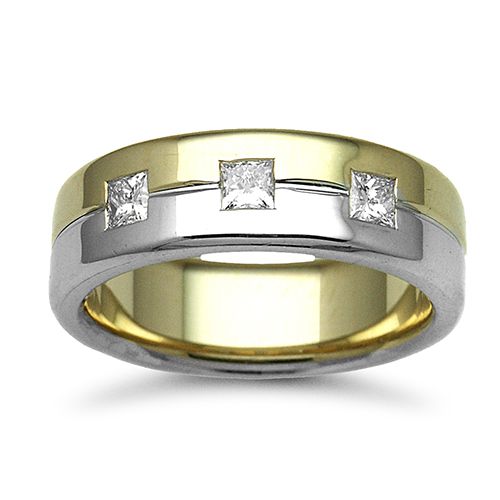 18ct Gold 2 Colour Natural Diamond Rubover set Wedding Ring – Imperial Time