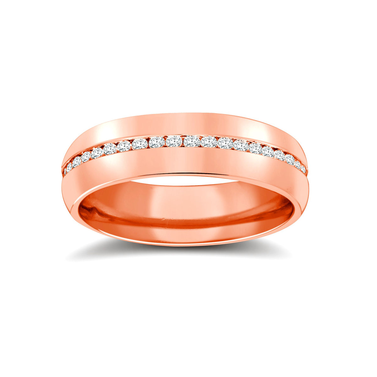 18ct Rose Gold RBC Court Natural Diamond Wedding Band Fully Set - 4mm - 50pts – Imperial Time