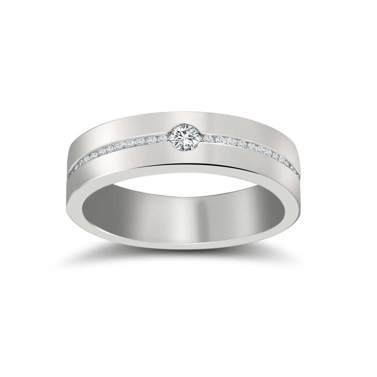 18ct White Gold RBC Flat Court Natural Diamond Wedding Band Half Set - 4mm - 28pts – Imperial Time