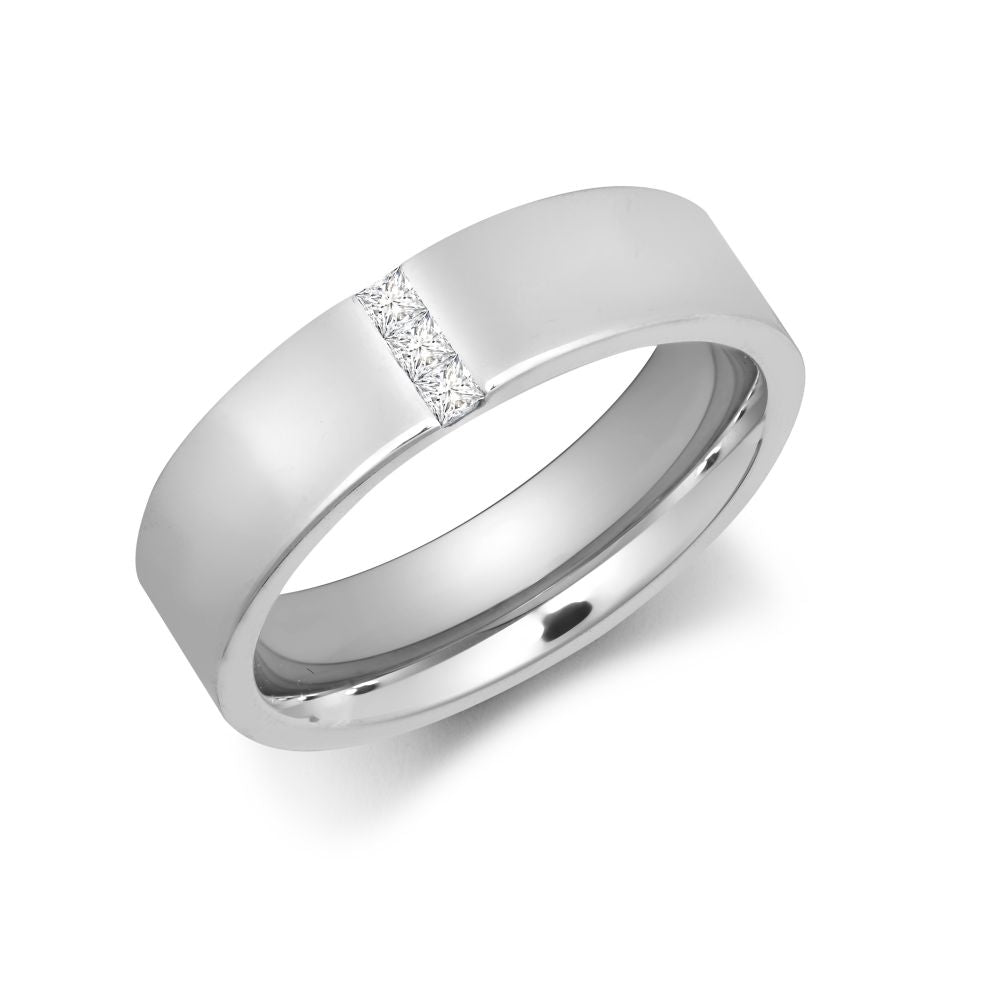 18ct Gold White Natural Diamond Rubover set Wedding Ring – Imperial Time