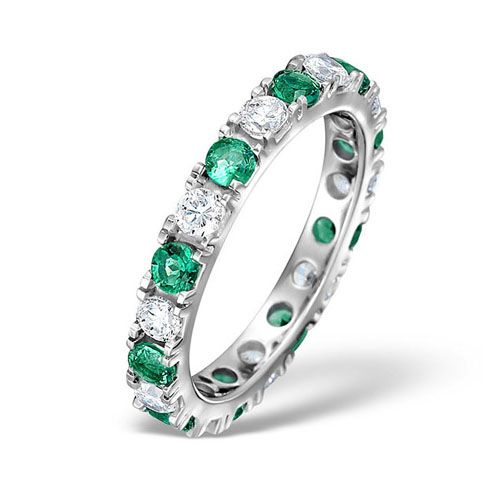 18ct White Gold Claw Set Full Eternity Ring Natural Diamond 0.50ct Emerald 0.70ct G VS – Imperial Time