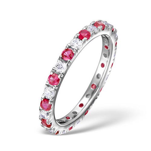 18ct White Gold Claw Set Full Eternity Ring Natural Diamond 0.50ct Ruby 0.80ct G VS – Imperial Time