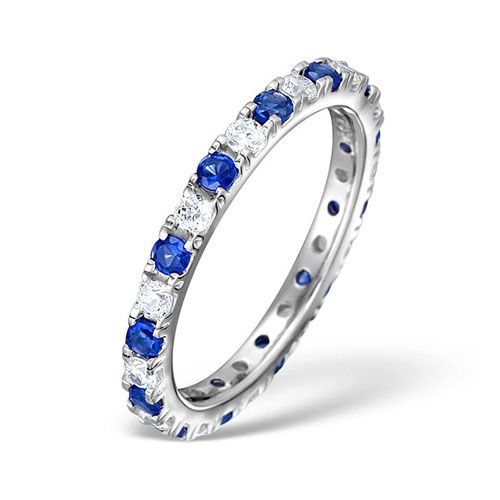 18ct White Gold Claw Set Full Eternity Ring Natural Diamond 0.50ct Sapphire 0.90ct G VS – Imperial Time