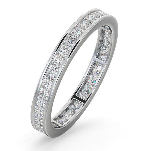 18ct White Gold Channel Set Princess Cut Full Eternity Ring Natural Diamond 1.00ct G VS – Imperial Time