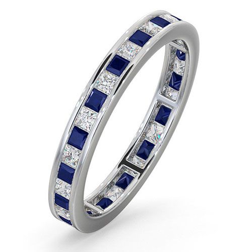 18ct White Gold Channel Set Princess Cut Full Eternity Ring Natural Diamond 0.50ct Saph 0.70ct G VS – Imperial Time