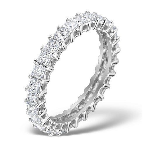 18ct White Gold Claw Set Full Eternity Ring Princess Cut Natural Diamond 2.00ct G VS – Imperial Time