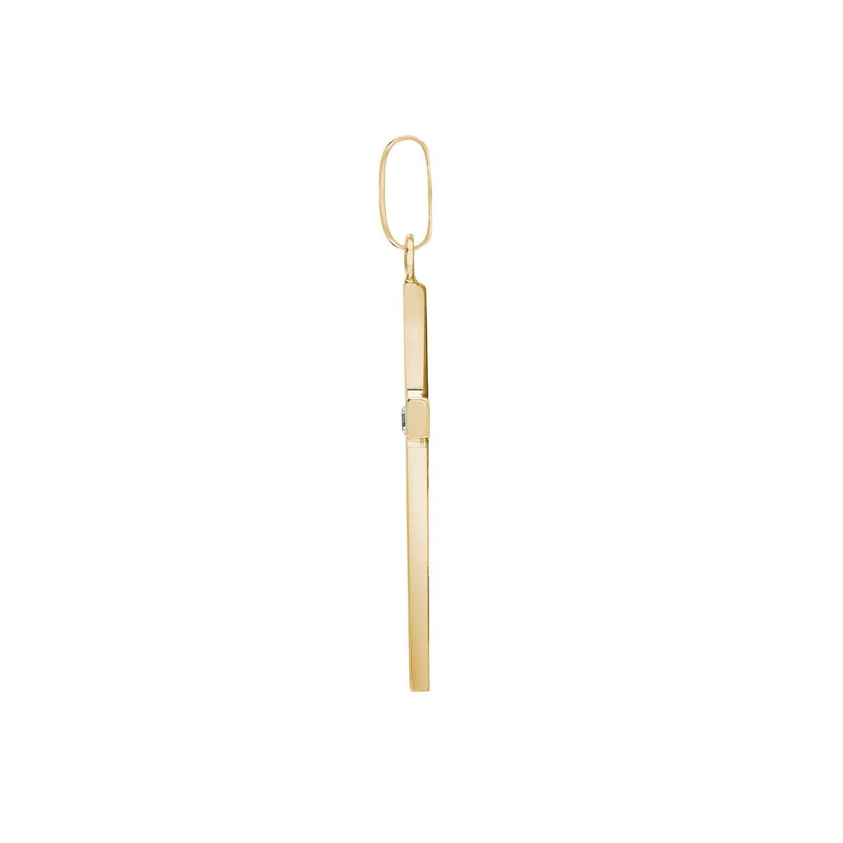 Croce in oro giallo 18 carati con diamante naturale da 0,03 carati incastonato a stella