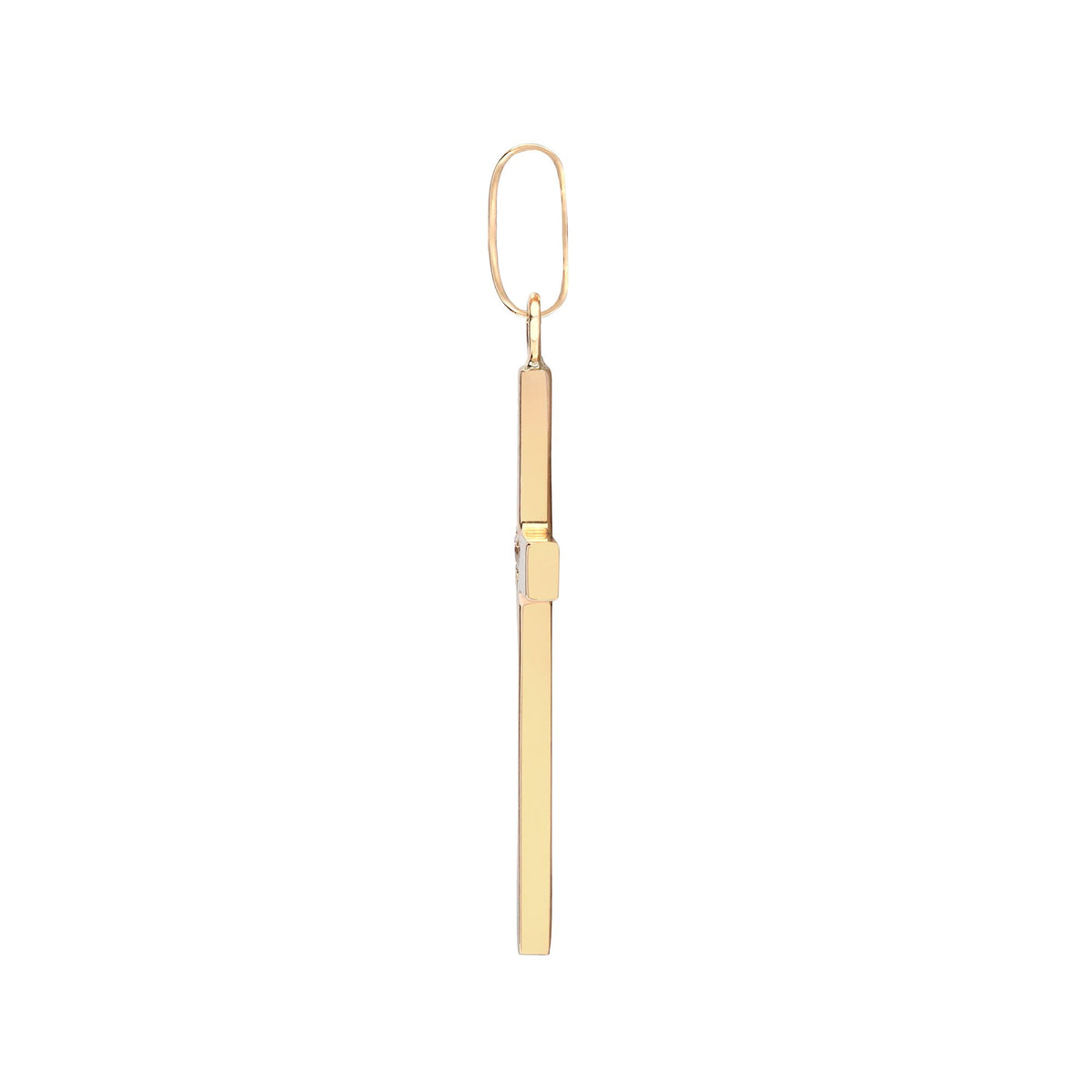 Croce in oro giallo 18 carati con diamante naturale da 0,03 carati con incastonatura invisibile