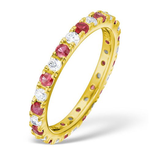 18ct Yellow Gold Claw Set Full Eternity Ring Natural Diamond 0.50ct Ruby 0.80ct G VS – Imperial Time