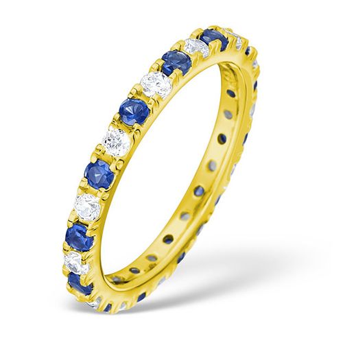 18ct Yellow Gold Claw Set Full Eternity Ring Natural Diamond 0.50ct Sapphire 0.90ct G VS – Imperial Time
