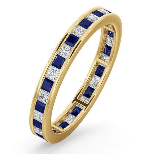 18ct Yellow Gold Channel Set Princess Cut Full Eternity Ring Natural Diamond 0.50ct Saph 0.70ct G VS – Imperial Time