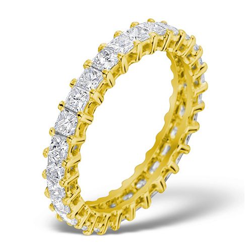 18ct Yellow Gold Claw Set Full Eternity Ring Princess Cut Natural Diamond 2.00ct G VS – Imperial Time