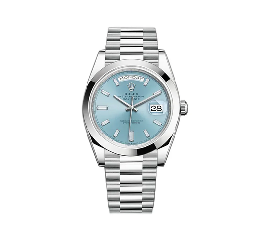 Rolex Day-Date 40 228206 Platinum Ice Blue Baguette Dial 2021