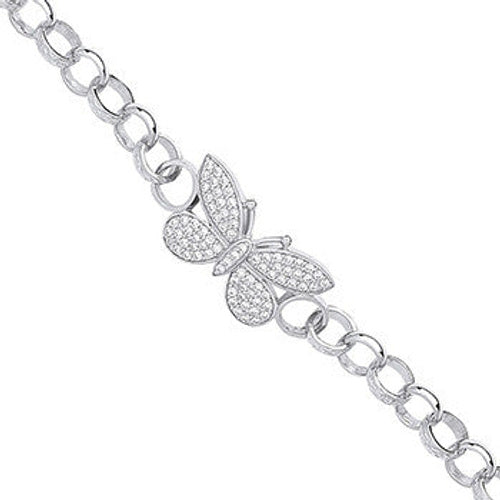 Silver Cubic Zirconia Butterfly Baby Bracelet