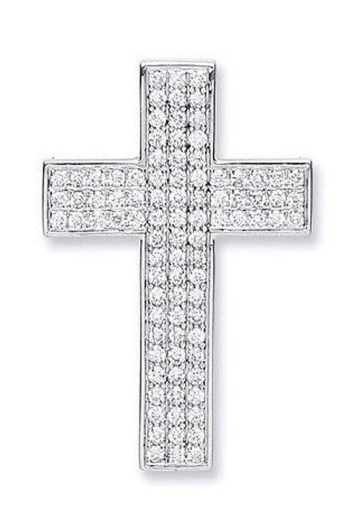 18ct White Gold Pave Set 0.80ct Diamond Cross