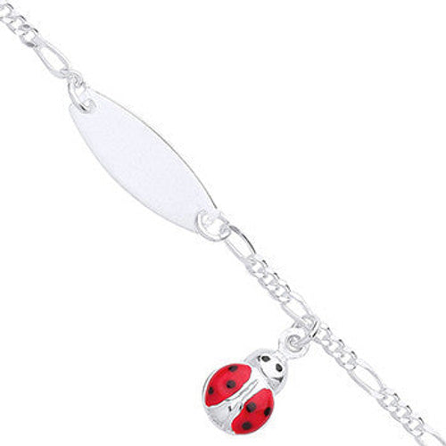 Silver Ladybird Charm & ID Baby Bracelet