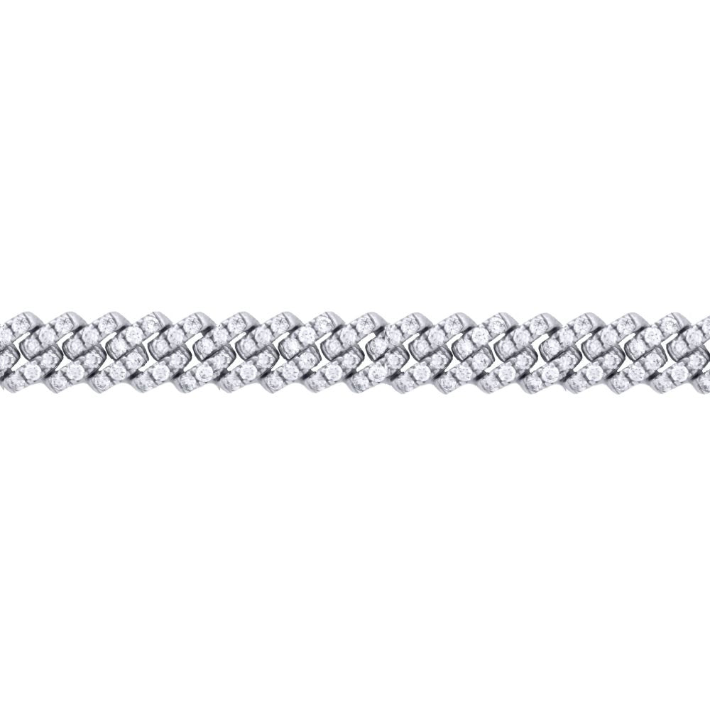 9ct White Cuban Link 2.88ct Diamond Set Bracelet – Imperial Time
