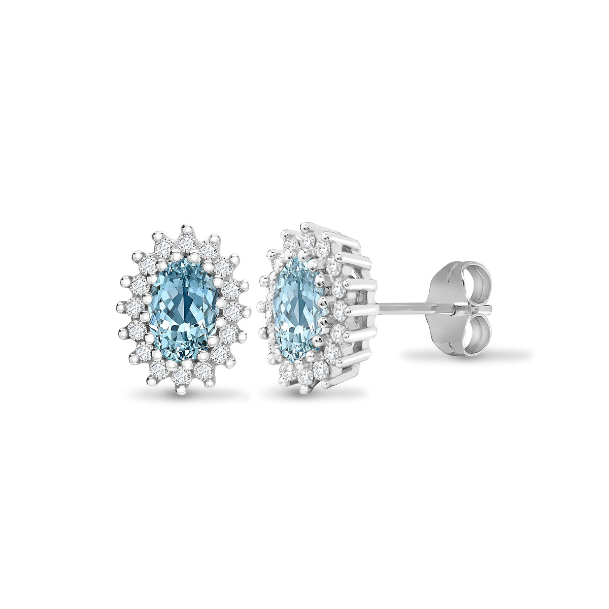 9ct white gold 25pt Natural Diamond and blue topaz stud earrings. – Imperial Time