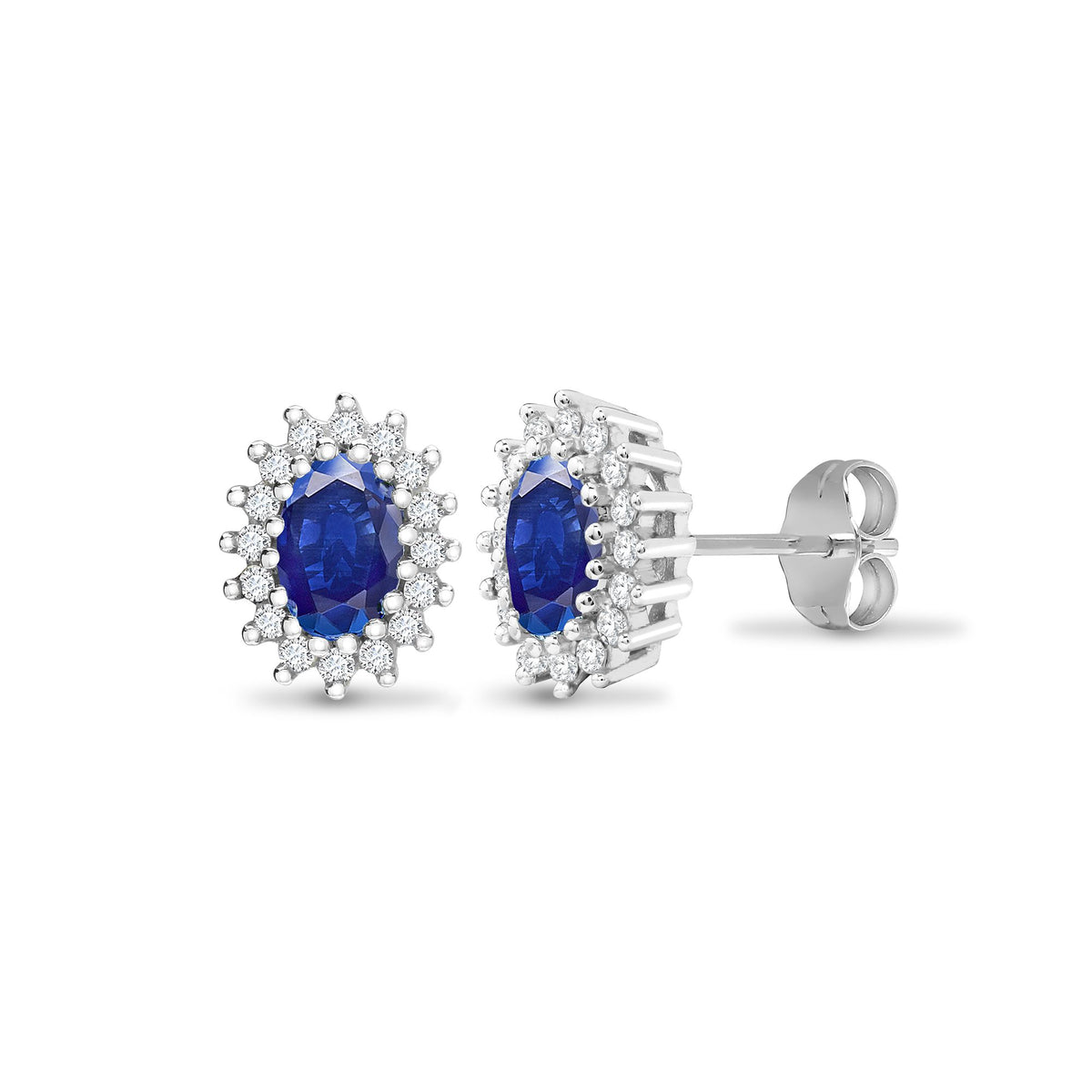 9ct white gold 25pt Natural Diamond and sapphire stud earrings. – Imperial Time