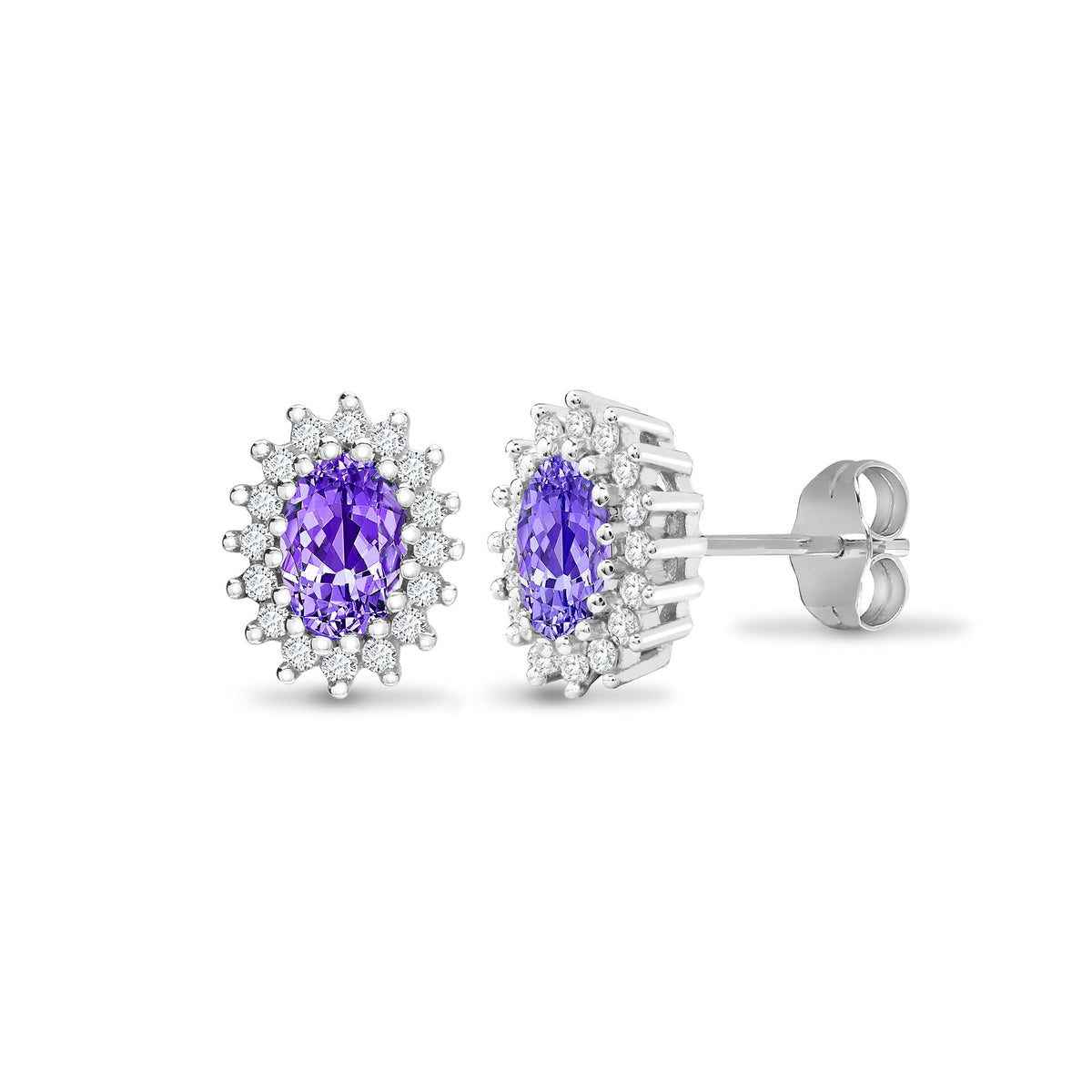 9ct white gold 25pt Natural Diamond and amethyst stud earrings. – Imperial Time