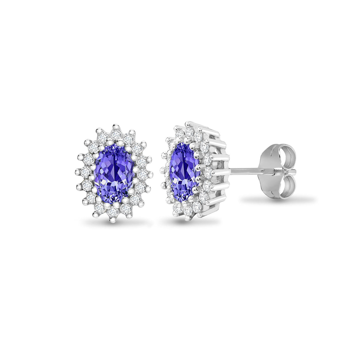 9ct white gold 25pt Natural Diamond and tanzanite stud earrings. – Imperial Time