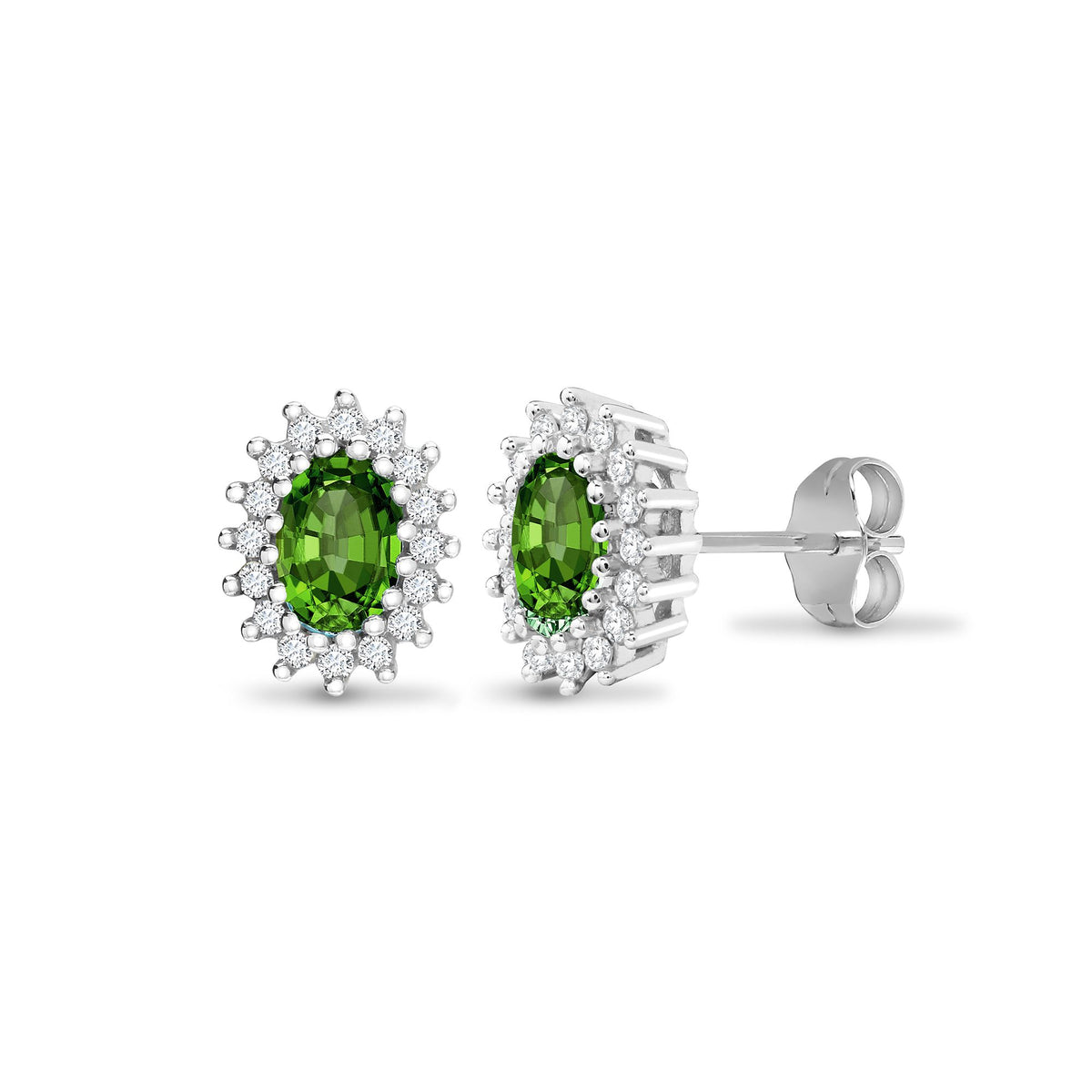 9ct white gold 25pt Natural Diamond and emerald stud earrings. – Imperial Time