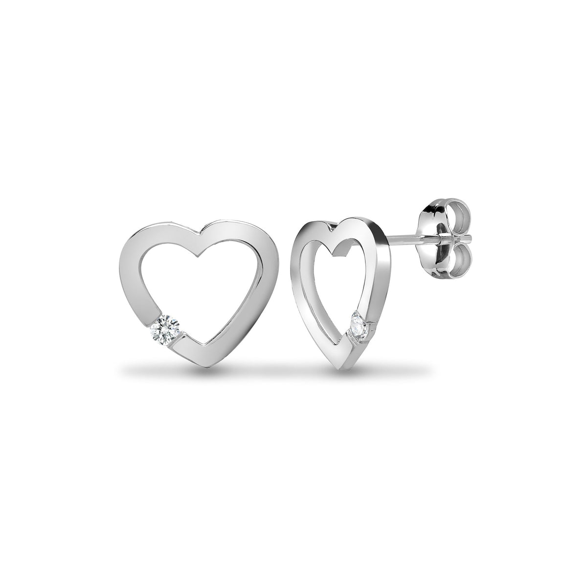 9ct White 6pts Natural Diamond Heart Stud Earrings – Imperial Time