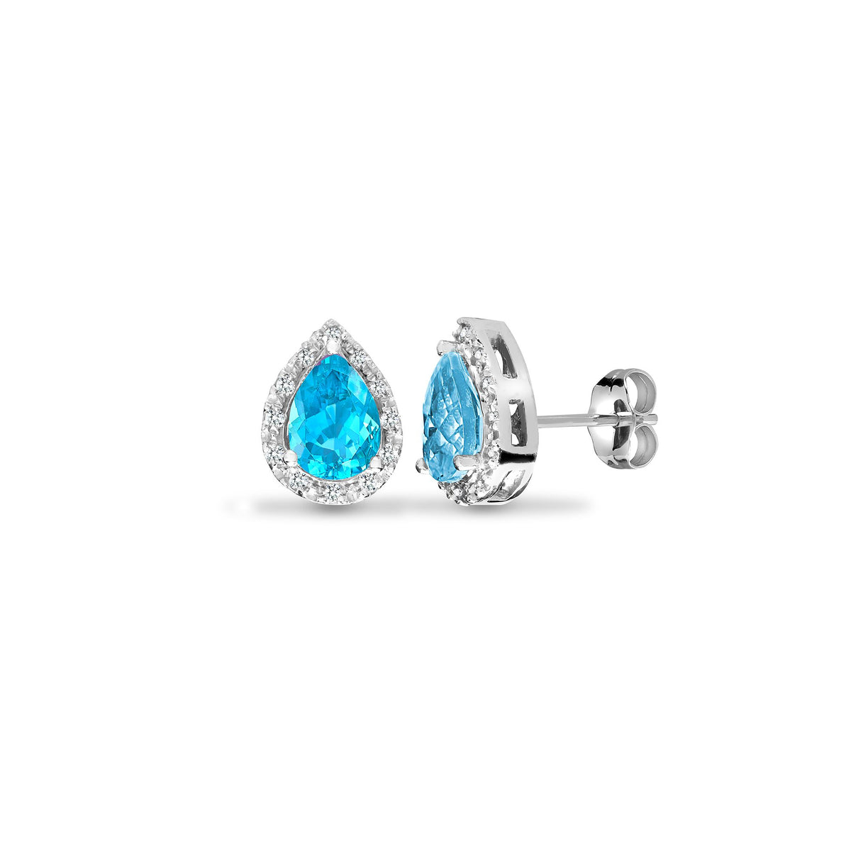 9ct White Dia-0.06ct Blue Topaz- Pear Drop Earrings – Imperial Time