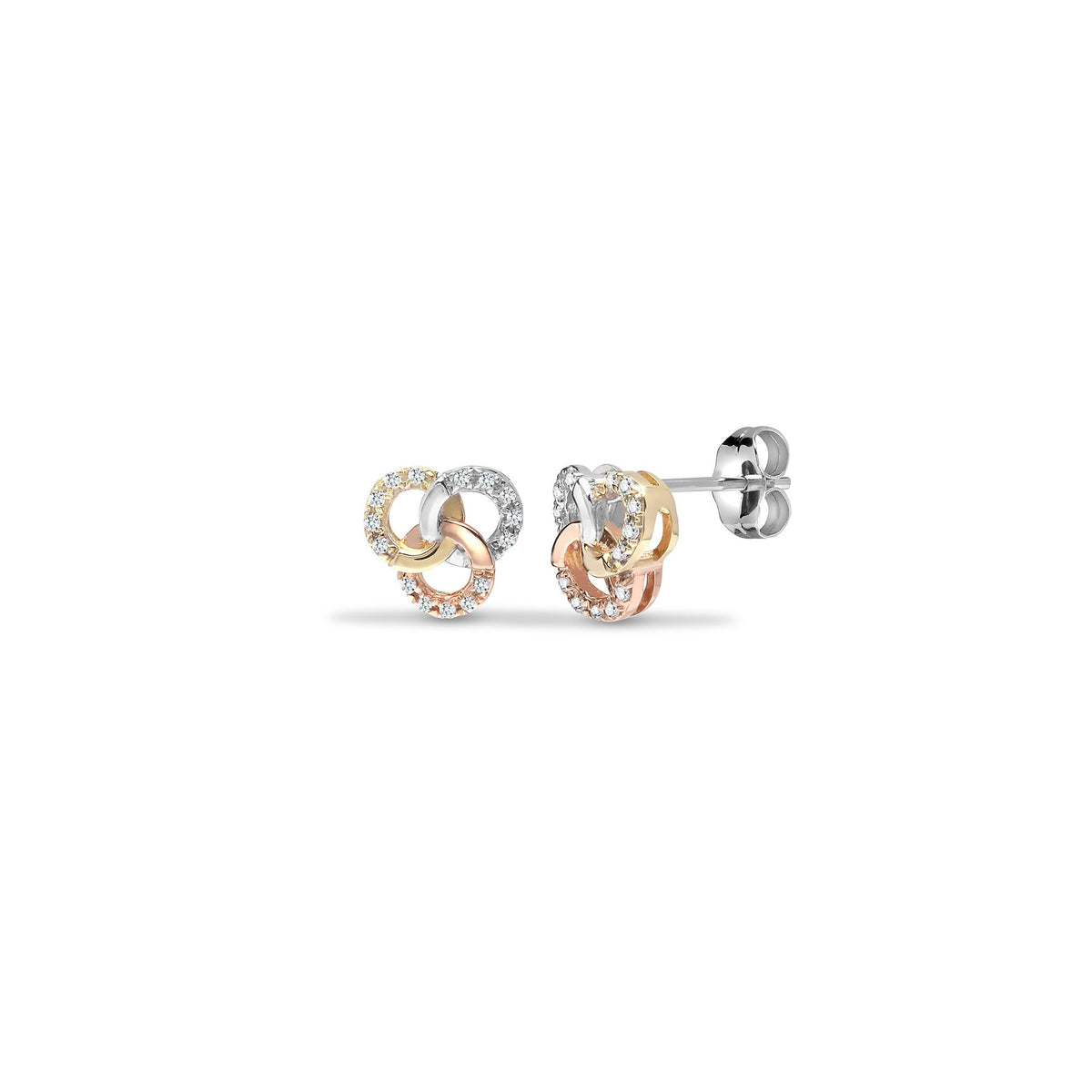 9ct 3 Colour 9pts Natural Diamond Stud Earrings – Imperial Time