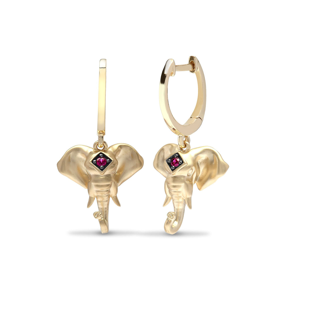 9ct Yellow 4pts Ruby Elephant Head Earrings – Imperial Time