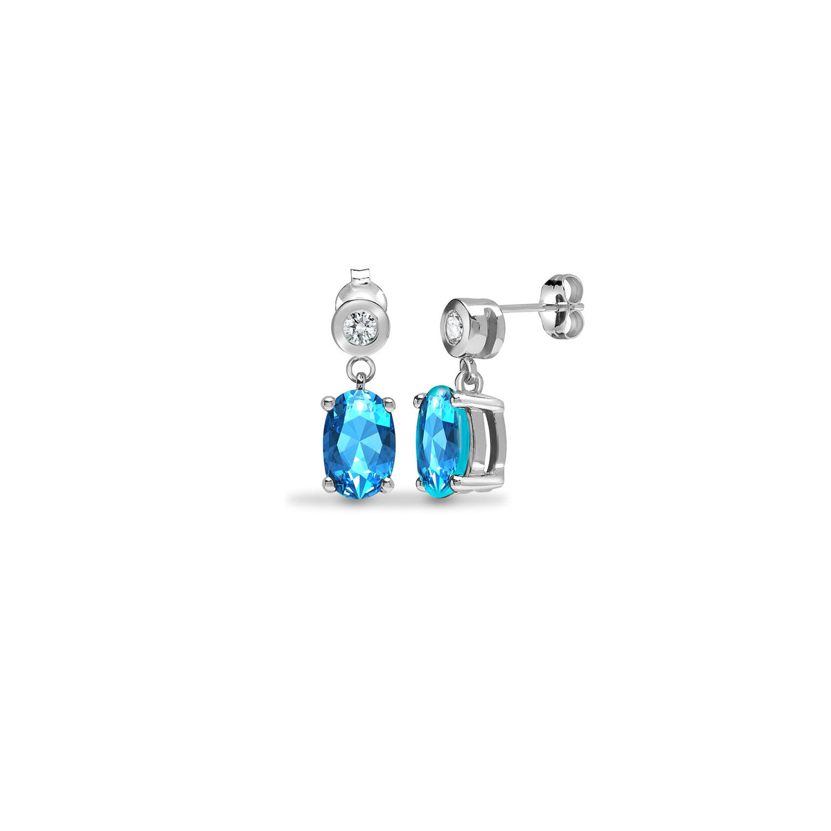 9ct White Dia-7pts Aqua-0.80ct Drop Earrings – Imperial Time