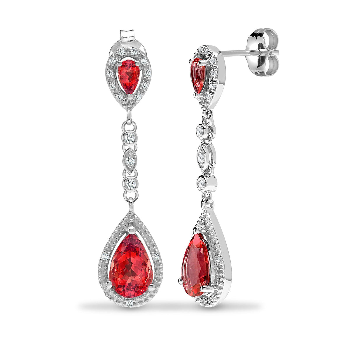 9ct White Dia-19pts Garnet-3.70ct Drop Earrings – Imperial Time