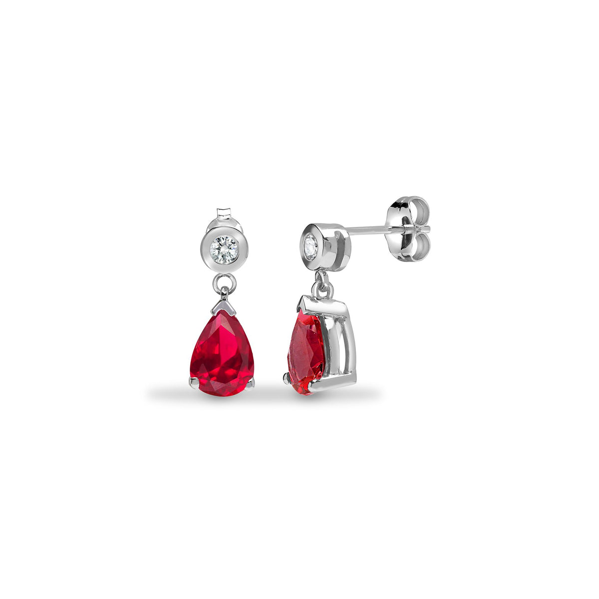 9ct White Dia-8pts Ruby-1.80ct Drop Earrings – Imperial Time